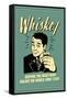 Whiskey Keeping Irish From Running World Since 1763 Funny Retro Poster-Retrospoofs-Framed Stretched Canvas