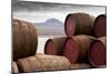 Whisky Barrels on Islay/View over to Jura/Whisky Barrels Stacked Up-Scott Jessiman Photo-Mounted Photographic Print