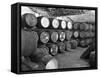 Whisky in Barrels at a Bonded Warehouse, Sheffield, South Yorkshire, 1960-Michael Walters-Framed Stretched Canvas