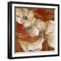 Whispering Magnolia on Red II-Lanie Loreth-Framed Art Print