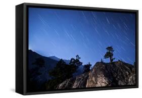 Whisps of Moonlight Shine Through the Mountain Peaks of Inyo National Forest-null-Framed Stretched Canvas