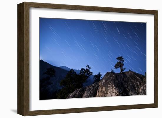 Whisps of Moonlight Shine Through the Mountain Peaks of Inyo National Forest-null-Framed Photographic Print