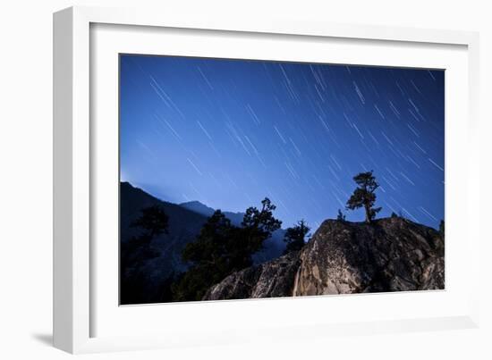 Whisps of Moonlight Shine Through the Mountain Peaks of Inyo National Forest-null-Framed Photographic Print