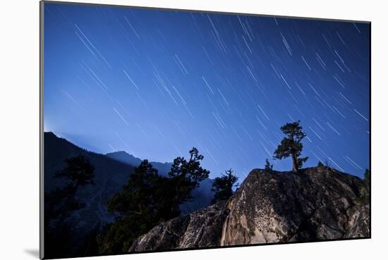 Whisps of Moonlight Shine Through the Mountain Peaks of Inyo National Forest-null-Mounted Photographic Print