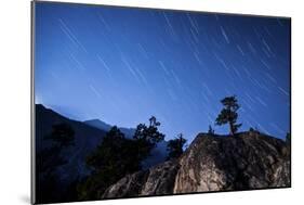 Whisps of Moonlight Shine Through the Mountain Peaks of Inyo National Forest-null-Mounted Photographic Print