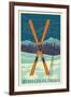 Whistler, Canada - Crossed Skis - Letterpress-Lantern Press-Framed Art Print