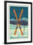 Whistler, Canada - Crossed Skis - Letterpress-Lantern Press-Framed Art Print