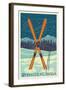 Whistler, Canada - Crossed Skis - Letterpress-Lantern Press-Framed Art Print