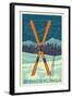 Whistler, Canada - Crossed Skis - Letterpress-Lantern Press-Framed Art Print