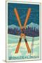 Whistler, Canada - Crossed Skis - Letterpress-Lantern Press-Mounted Art Print