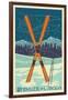 Whistler, Canada - Crossed Skis - Letterpress-Lantern Press-Framed Art Print