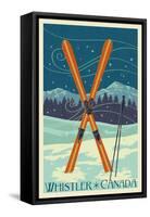 Whistler, Canada - Crossed Skis - Letterpress-Lantern Press-Framed Stretched Canvas