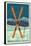Whistler, Canada - Crossed Skis - Letterpress-Lantern Press-Framed Stretched Canvas