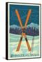 Whistler, Canada - Crossed Skis - Letterpress-Lantern Press-Framed Stretched Canvas