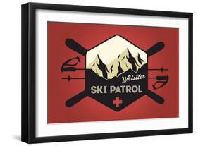 Whistler, Canada - Ski Patrol Badge - Vector Style-Lantern Press-Framed Art Print