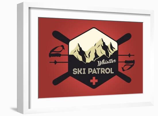 Whistler, Canada - Ski Patrol Badge - Vector Style-Lantern Press-Framed Art Print