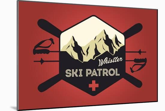 Whistler, Canada - Ski Patrol Badge - Vector Style-Lantern Press-Mounted Art Print