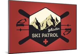 Whistler, Canada - Ski Patrol Badge - Vector Style-Lantern Press-Mounted Art Print