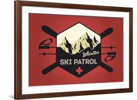 Whistler, Canada - Ski Patrol Badge - Vector Style-Lantern Press-Framed Premium Giclee Print