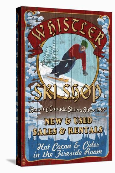 Whistler, Canada - Ski Shop Vintage Sign-Lantern Press-Stretched Canvas