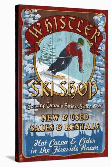 Whistler, Canada - Ski Shop Vintage Sign-Lantern Press-Stretched Canvas