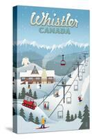 Whistler Village Retro Scene - Whistler, Canada-Lantern Press-Stretched Canvas