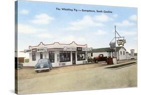 Whistling Pig Cafe, Roadside Retro-null-Stretched Canvas