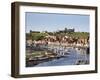 Whitby and the River Esk from the New Bridge, Whitby, North Yorkshire, Yorkshire, England, UK-Mark Sunderland-Framed Photographic Print