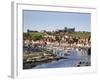 Whitby and the River Esk from the New Bridge, Whitby, North Yorkshire, Yorkshire, England, UK-Mark Sunderland-Framed Photographic Print