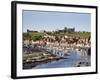 Whitby and the River Esk from the New Bridge, Whitby, North Yorkshire, Yorkshire, England, UK-Mark Sunderland-Framed Photographic Print