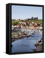 Whitby and the River Esk from the New Bridge, Whitby, North Yorkshire, Yorkshire, England, UK-Mark Sunderland-Framed Stretched Canvas