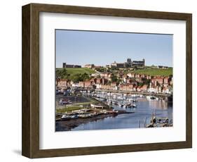 Whitby and the River Esk from the New Bridge, Whitby, North Yorkshire, Yorkshire, England, UK-Mark Sunderland-Framed Photographic Print