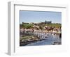 Whitby and the River Esk from the New Bridge, Whitby, North Yorkshire, Yorkshire, England, UK-Mark Sunderland-Framed Photographic Print