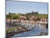 Whitby and the River Esk from the New Bridge, Whitby, North Yorkshire, Yorkshire, England, UK-Mark Sunderland-Mounted Photographic Print