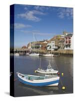 Whitby Church and Fishing Boats in the Harbour, Whitby, North Yorkshire, Yorkshire, England, UK-Neale Clarke-Stretched Canvas