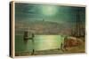 Whitby Harbour by Moonlight, 1870-Grimshaw-Stretched Canvas