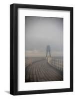 Whitby Harbour West Lighthouse in Mist  2020  (photograph)-Ant Smith-Framed Photographic Print