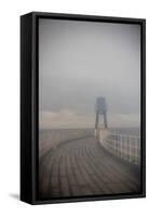 Whitby Harbour West Lighthouse in Mist  2020  (photograph)-Ant Smith-Framed Stretched Canvas