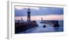 Whitby Pier at sunset, Yorkshire, England, United Kingdom, Europe-Karen Deakin-Framed Photographic Print