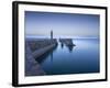 Whitby piers and lighthouses, shortly after sunset, Whitby, North Yorkshire, England-John Potter-Framed Photographic Print