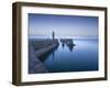 Whitby piers and lighthouses, shortly after sunset, Whitby, North Yorkshire, England-John Potter-Framed Photographic Print