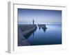 Whitby piers and lighthouses, shortly after sunset, Whitby, North Yorkshire, England-John Potter-Framed Photographic Print