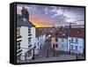 Whitby Town Houses at Sunset from the Abbey Steps, Whitby, North Yorkshire, Yorkshire, England, Uni-Neale Clark-Framed Stretched Canvas