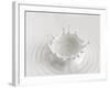 White Abstract Liquid Background, Milk Splash Crown, Paint Splashing, 3D Food Illustration-wacomka-Framed Art Print