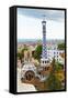 White and Blue Tower, Park Guell, Barcelona, Spain-George Oze-Framed Stretched Canvas