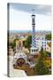 White and Blue Tower, Park Guell, Barcelona, Spain-George Oze-Stretched Canvas