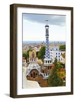 White and Blue Tower, Park Guell, Barcelona, Spain-George Oze-Framed Photographic Print