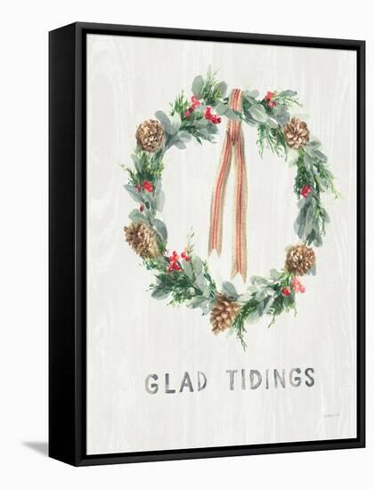 White and Bright Christmas Wreath II-Danhui Nai-Framed Stretched Canvas