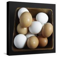 White and Brown Eggs in Basket-John Wilkes-Stretched Canvas