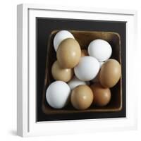 White and Brown Eggs in Basket-John Wilkes-Framed Photographic Print